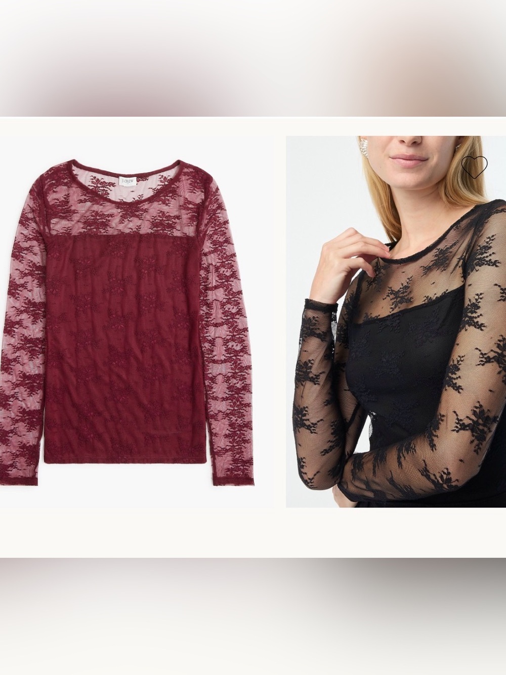 J. Crew Factory long sleeve lace lined top, size large/extra large
